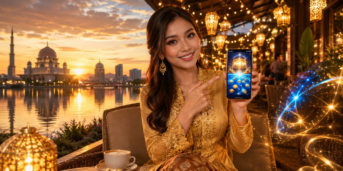 Pengguna melakukan deposit dalam talian dari Putrajaya dengan pakaian kebaya tradisional